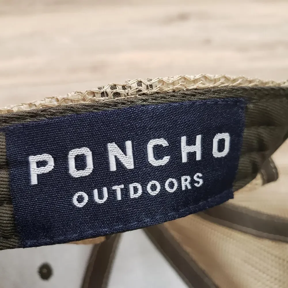 Poncho Outdoors Hat Cap Snap Back Mens One Size Green Mesh Trucker Patch Logo